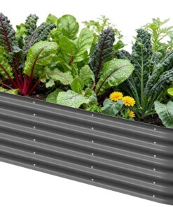 Vego garden Raised Garden Bed Kits, 17" Tall 9 in 1 8ft X 2ft Metal Raised Planter Bed for Vegetables Flowers Ground Planter Box-Modern Gray
