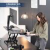 VIVO Black Carbon Fiber 42 inch Desk Converter, DESK-V042KR | Large, Height Adjustable, Stand Up Desk Riser, Wide Keyboard Tray, Dual Monitor and Laptop Workstation, Black Frame, K Series