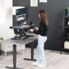VIVO Black 42 in Standing Desk Converter, DESK-V042KB | Large, Height Adjustable, Stand Up Desk Riser, Wide Keyboard Tray, Dual Monitor and Laptop Workstation, Black Frame, K Series