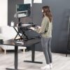 VIVO Black Carbon Fiber 42 inch Desk Converter, DESK-V042KR | Large, Height Adjustable, Stand Up Desk Riser, Wide Keyboard Tray, Dual Monitor and Laptop Workstation, Black Frame, K Series