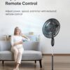 PELONIS 18" 5-Blade Adjustable Oscillating Pedestal Fan with Remote, Black | Black Standing Fan with 90° Oscillation and 24° Tilt, 5-Speeds, 4 Modes, Eco Control, 7-Hr Timer for Living Room and Office