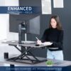 VIVO Dark Gray 42 inch Standing Desk Converter, DESK-V042KG | Large, Height Adjustable, Stand Up Desk Riser, Wide Keyboard Tray, Dual Monitor and Laptop Workstation, Black Frame, K Series