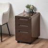 Laura Davidson Furniture Stockpile 3 Drawer File Cabinet with Lock - Under Office Desk Metal Filing Cabinet, Legal/Letter File Folders, Wheels and Stationary Feet, Pre-Assembled, Dark Brown Laura Davidson Furniture Stockpile 3 Drawer File Cabinet with Lock - Under Office Desk Metal Filing Cabinet, Legal/Letter File Folders, Wheels and Stationary Feet, Pre-Assembled, Dark Brown