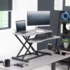VIVO Dark Gray 32 inch Standing Desk Converter, DESK-V000KG | Height Adjustable, Stand Up Desk Riser, Wide Keyboard Tray, Dual Monitor and Laptop Workstation, Black Frame, K Series