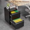 Approgreent 2 Drawer Metal File Cabinet, Fully Assembled Locking Filing Cabinet with Anti-Tipping Wheels, Quiet Slide, Heavy-Duty Steel Construction, Fits A4 Letter Legal for Home Office, Matte Black
