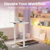 HUANUO 32x19 Inch Small Electric Standing Desk, Adjustable, White | 176 Lbs Capacity, Rounded Corners, Wheel-Ready Feet, Compact Desktop, Apartment Workspace, 28.3–46.5 Inch Height Range
