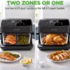 NutriChef 8.5 Quart Family Size Double Glass Basket Air Fryer | 8-in-1 Preset Dual Cook Modes | Glass Fry Bowls for Best Cooking | Cook Steak, Fries & More | Adjustable Temperature & Timer | Black