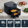 Chefman Crispinator Air Fryer 6-in-1 with 8 Qt capacity, 450°F Max Temp with TurboFry Pro Technology for Fast and Even Results, Viewing Window, Nonstick Ceramic Basket