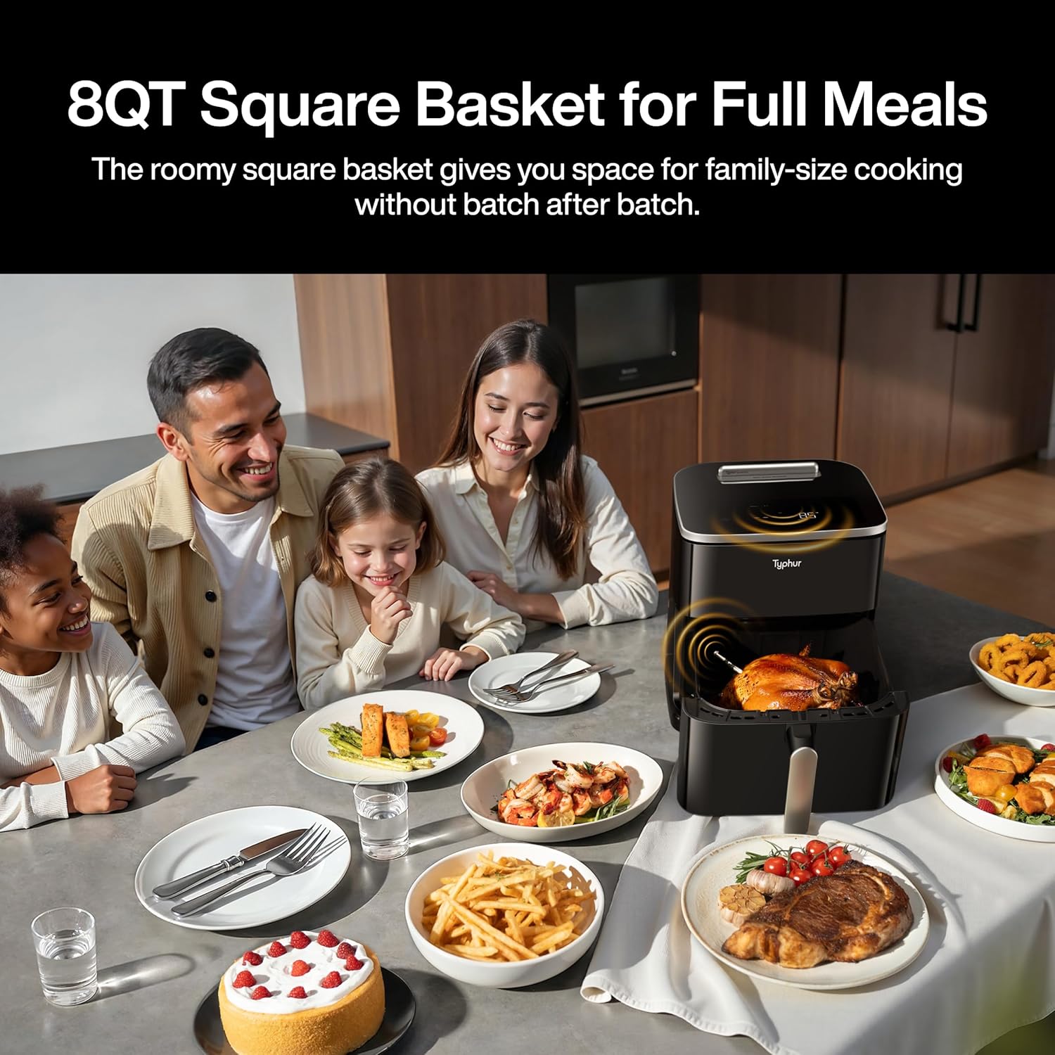 Typhur Sync 8QT AI Smart Air Fryer with Built-in Wireless Meat Thermometer | 9-in-1 XL Non Toxic Airfryer | PFAS-Free Ceramic Basket | 450°F Max | Fits 6lb Whole Chicken | Quiet & Dishwasher Safe | 120V Typhur Sync 8QT AI Smart Air Fryer with Built-in Wireless Meat Thermometer | 9-in-1 XL Non Toxic Airfryer | PFAS-Free Ceramic Basket | 450°F Max | Fits 6lb Whole Chicken | Quiet & Dishwasher Safe | 120V - Image 4