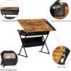 VECELO Drafting Table Art Desk Art Table Adjustable Drawing Table Tilted Tabletop with 2 Storage Drawers and Stool, Drawing Desk for Artist Painters Drawing, Crafting, Reading, Writing, Rustic Brown VECELO Drafting Table Art Desk Art Table Adjustable Drawing Table Tilted Tabletop with 2 Storage Drawers and Stool, Drawing Desk for Artist Painters Drawing, Crafting, Reading, Writing, Rustic Brown