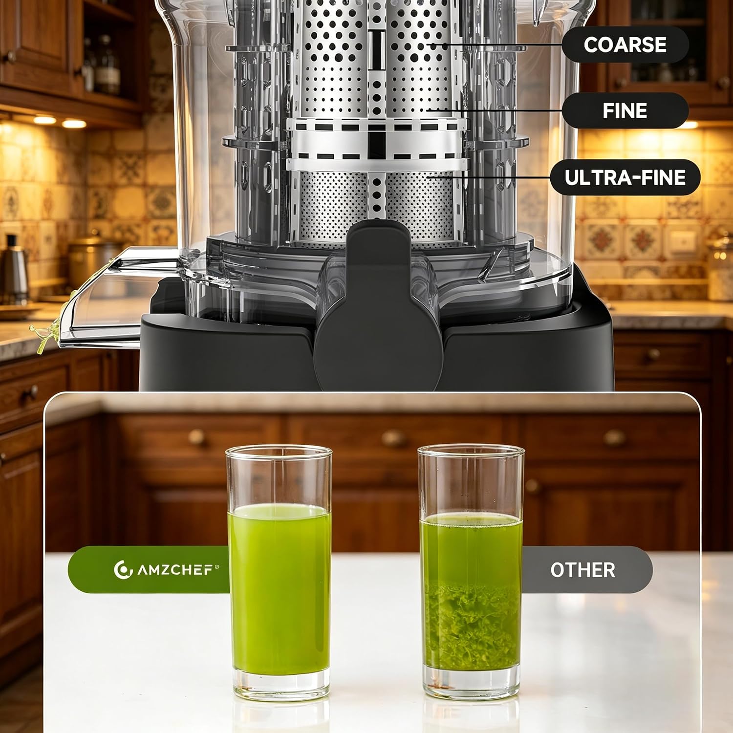 Cold Press Juicer Machine, 5.4" Wide Self-Feeding Chute | Masticating Juice Extractor for Whole Fruits & Vegetables,Large Auger & Triple Strainers, High Juice Yield, Easy to Clean Cold Press Juicer Machine, 5.4" Wide Self-Feeding Chute | Masticating Juice Extractor for Whole Fruits & Vegetables,Large Auger & Triple Strainers, High Juice Yield, Easy to Clean - Image 5