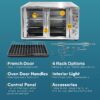 Elite Gourmet ETO4510MX French Door Convection Oven 47.5Qt, Stainless Steel | 18-Slice capacity, 4-Control Knobs for Bake/Broil/Toast/Rotisserie/Keep Warm, includes 2 x 14" Pizza Racks