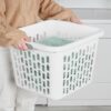 Sterilite Square Laundry Basket, Plastic Clothes Hamper, 6-Pack | 1.5 Bushel Capacity, White, Dirty Clothing Storage, Ventilated Rectangular Holes & Large Comfort Grip Handles for Easy Carry