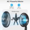 PELONIS 18" 5-Blade Adjustable Oscillating Pedestal Fan with Remote, Black | Black Standing Fan with 90° Oscillation and 24° Tilt, 5-Speeds, 4 Modes, Eco Control, 7-Hr Timer for Living Room and Office