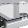 Yaheetech Glass Drafting Table with Storage, Adjustable Art Drawing Desk | Tempered glass top on a steel frame tilts 0-60° for drawing, tracing, or diamond art, plus two fabric drawers and side trays.