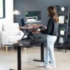 VIVO Dark Walnut 32 in Standing Desk Converter, DESK-V000KA | Height Adjustable, Stand Up Desk Riser, Wide Keyboard Tray, Dual Monitor and Laptop Workstation, Black Frame, K Series