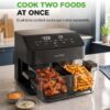 NutriChef 8.5 Quart Family Size Double Glass Basket Air Fryer | 8-in-1 Preset Dual Cook Modes | Glass Fry Bowls for Best Cooking | Cook Steak, Fries & More | Adjustable Temperature & Timer | Black