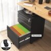 Approgreent 3 Drawer File Cabinet for Home Office, Under Desk Mobile Filing Cabinet with Lock for A4-Size/Letter-Size/Legal-Size, Black (HSEJ-3D)
