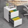 Approgreent 2 Drawer Metal File Cabinet, Fully Assembled Locking Filing Cabinet with Anti-Tipping Wheels, Quiet Slide, Heavy-Duty Steel Construction, Fits A4 Letter Legal for Home Office, Matte White