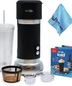 Mr. Coffee Iced Coffee Maker, Single Serve Hot and Cold Coffee Maker with 22 ounce Reusable Tumbler, Filter and Wholesalehome Cloth