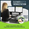 TechOrbits Standing Desk Converter - 32 Inch Adjustable Sit to Stand Up Workstation, Particle Board, Dual Monitor Desktop Riser with Keyboard Tray, for Home Office Laptop, Black 32"