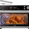 Typhur Sync Air Fryer Oven with Wireless Meat Thermometer Probe, AI Recipes | 12‑in‑1 Countertop Air Fryer Toaster Oven Combo, 360° Turbo Convection, Smart App Control, Home & Commercial, Stainless Steel