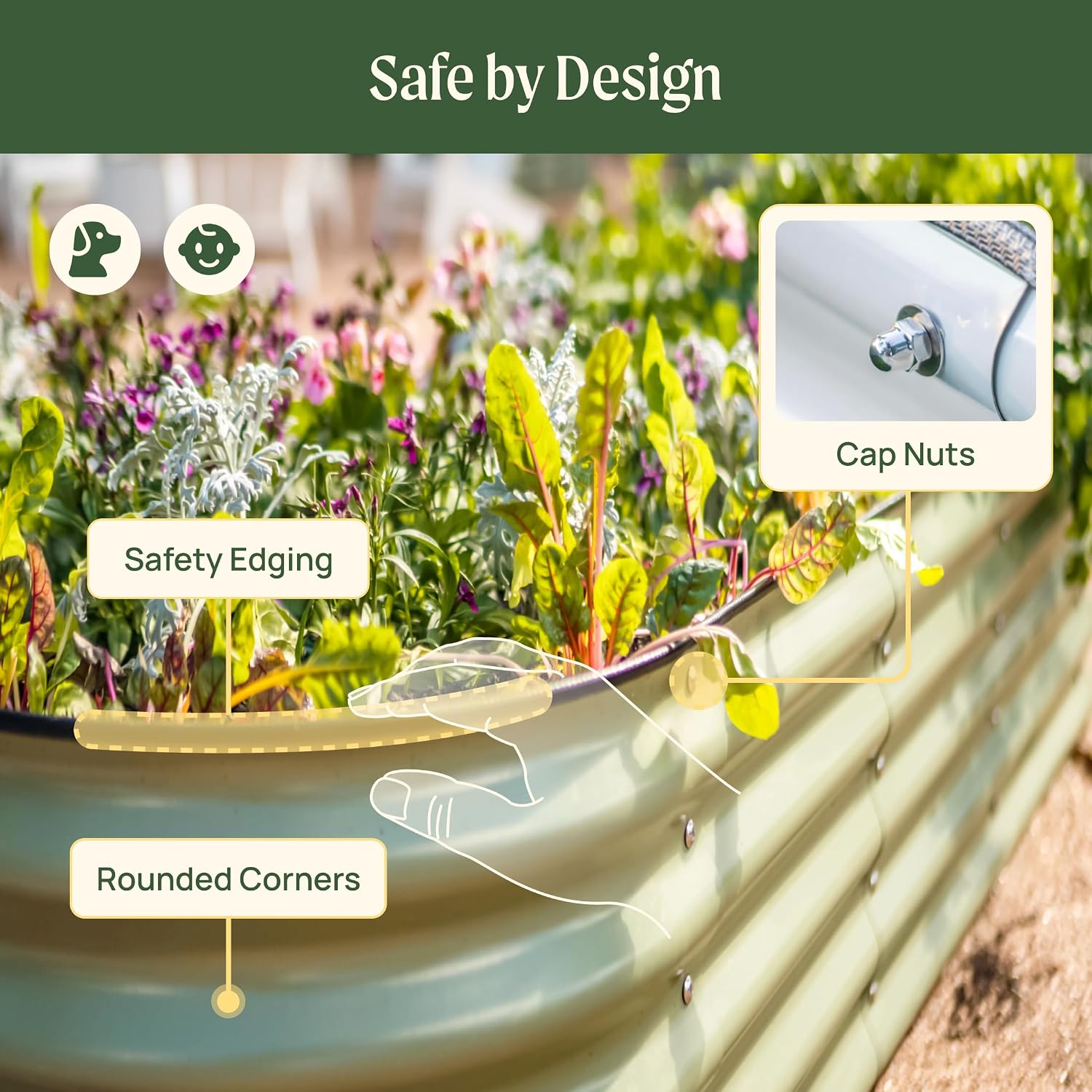 Vego garden Raised Garden Bed Kits, 17" Tall 9 in 1 8ft X 2ft Metal Raised Planter Bed for Vegetables Flowers Ground Planter Box-Modern Gray Vego garden Raised Garden Bed Kits, 17" Tall 9 in 1 8ft X 2ft Metal Raised Planter Bed for Vegetables Flowers Ground Planter Box-Modern Gray - Image 7
