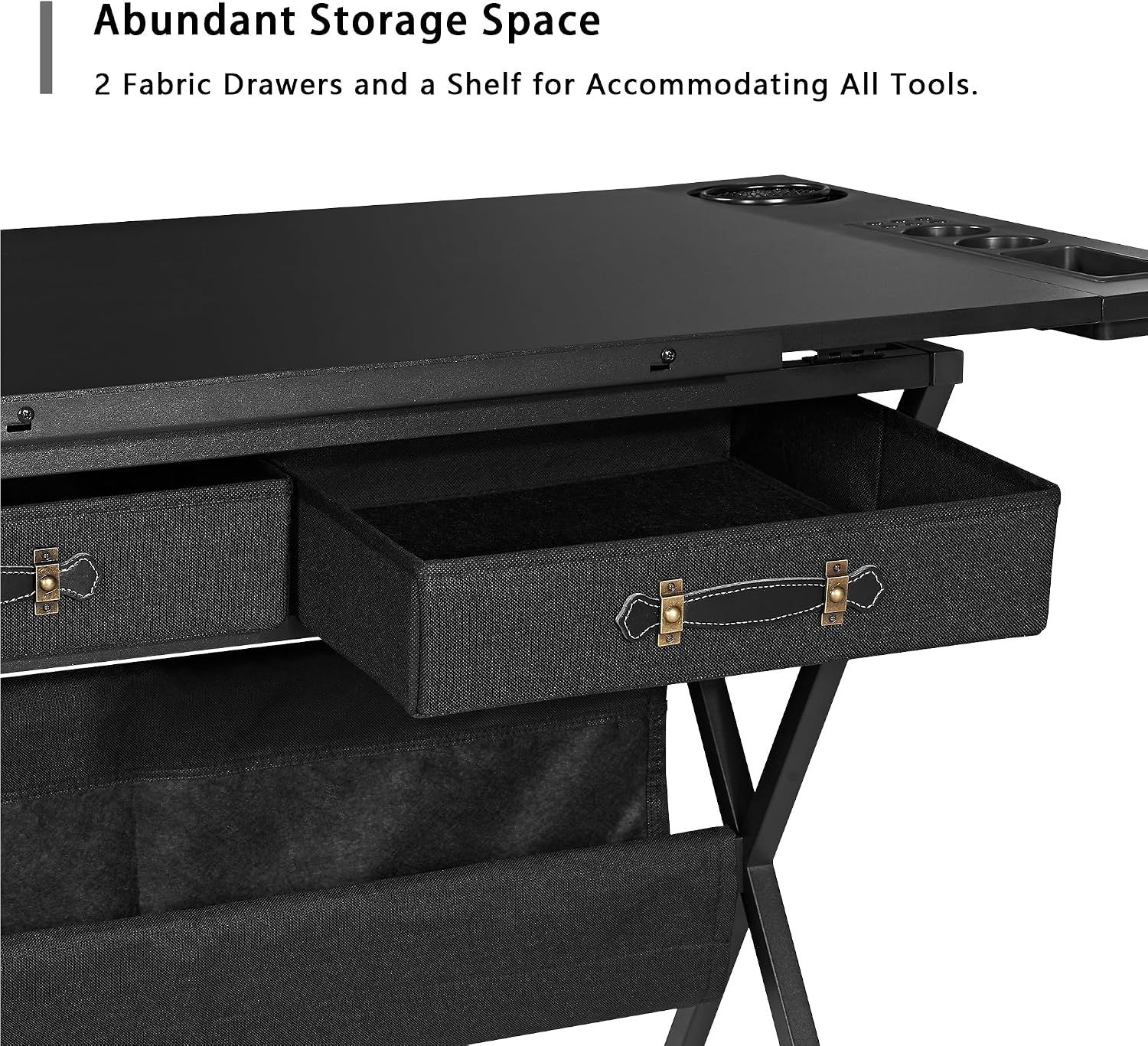 VECELO Drafting Table Art Desk Art Table Adjustable Drawing Table Tilted Tabletop with 2 Storage Drawers and Stool, Drawing Desk for Artist Painters Drawing, Crafting, Reading, Writing, Black VECELO Drafting Table Art Desk Art Table Adjustable Drawing Table Tilted Tabletop with 2 Storage Drawers and Stool, Drawing Desk for Artist Painters Drawing, Crafting, Reading, Writing, Black - Image 5