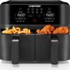 Chefman TurboFry Touch Dual Air Fryer, Maximize The Healthiest Meals With Double Basket Capacity, One-Touch Digital Controls And Shake Reminder For The Perfect Crispy And Low-Calorie Finish