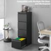 Approgreent Vertical 4 Drawer File Cabient with Lock, Metal Filing Cabinets for Home Office, Heavty Duty Office Storage Cabinet for A4/Letter/Legal (Matte Black)