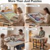 ALL4JIG 1500 Piece Puzzle Table with Legs, 24.53"x33.19"Adjustable Puzzle Table, 3-Tilting-Angle Portable Wooden Puzzle Board with 4 Drawers&Cover,Drafting&Laptop Table for Couch,for Bricks Building
