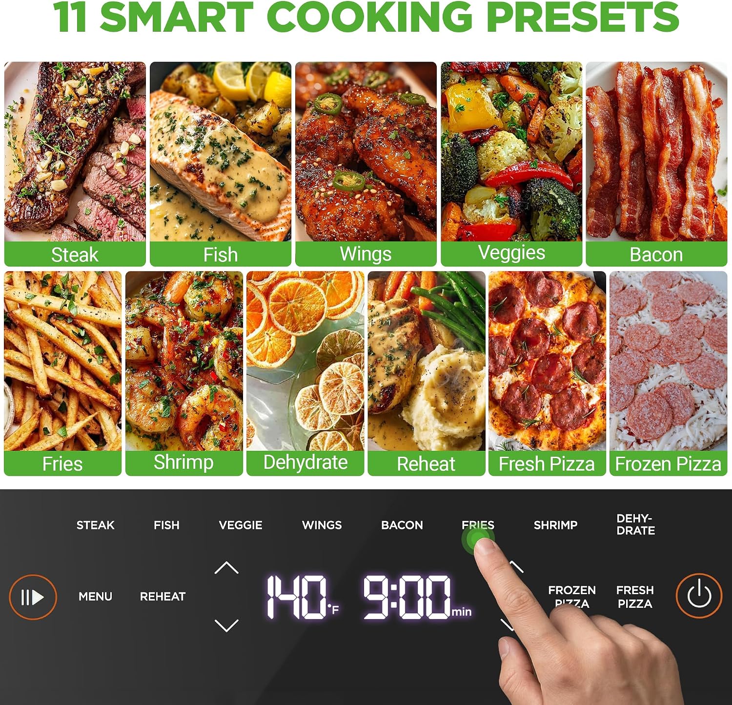NutriChef 6 Quart Extra Large Air Fryer with 11-in-1 Cooking Presets | Extra-Large Basket Fits Up to 12” Pizza | Adjustable Temperature 450F & Timer Range | Dual Heat Source Technology | Grey NutriChef 6 Quart Extra Large Air Fryer with 11-in-1 Cooking Presets | Extra-Large Basket Fits Up to 12” Pizza | Adjustable Temperature 450F & Timer Range | Dual Heat Source Technology | Grey - Image 3