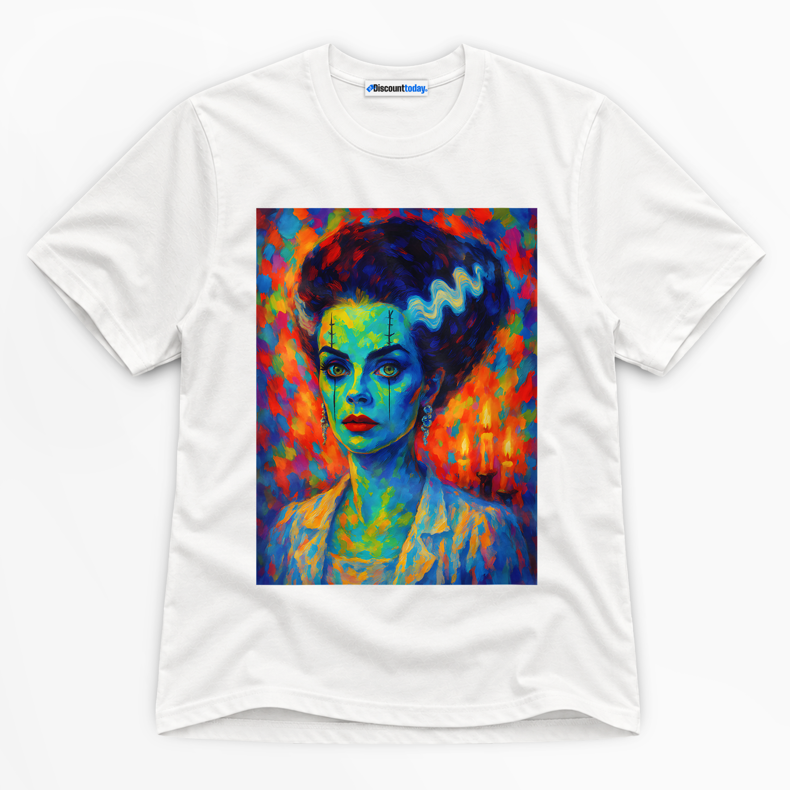 Bride Of Frankenstein Premium Graphic White T-Shirt - Halloween catona-0897-v1