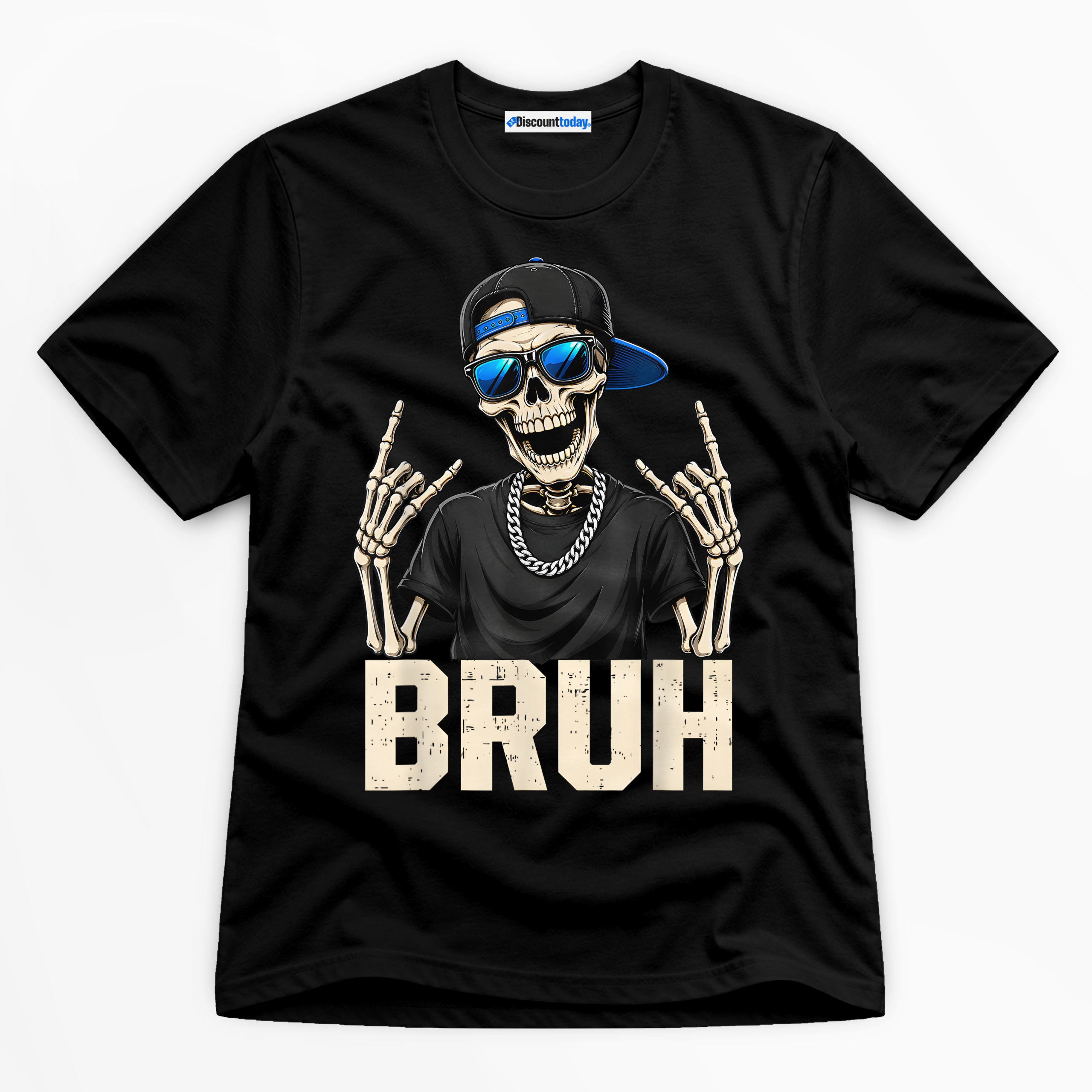 Bruh Skeleton Premium Graphic Black T-Shirt - Halloween catona-0946