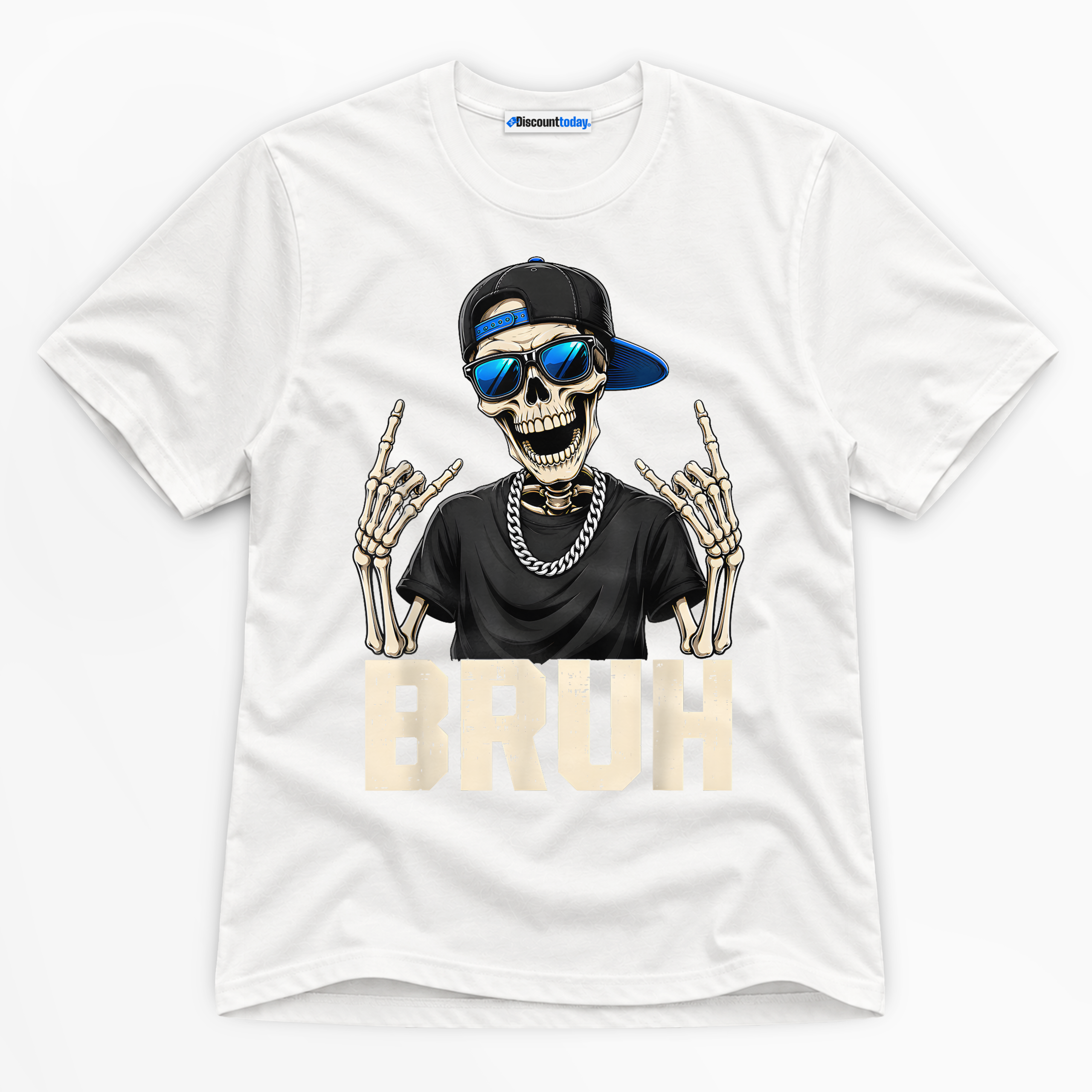 Bruh Skeleton Premium Graphic White T-Shirt - Halloween catona-0946-v1