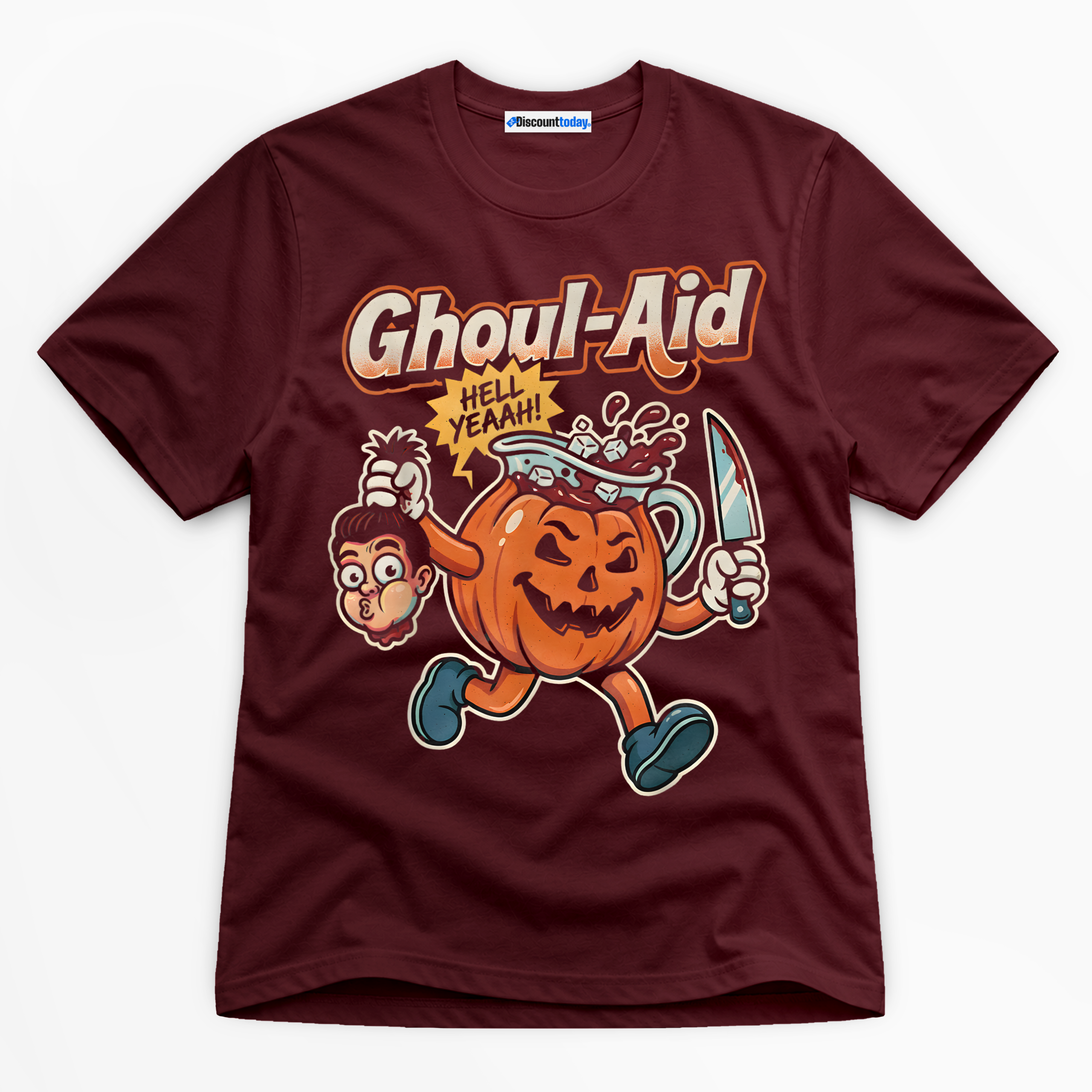 Ghoul-Aid Hell Yeah Premium Graphic Maroon T-Shirt - Halloween catona-0947-v1