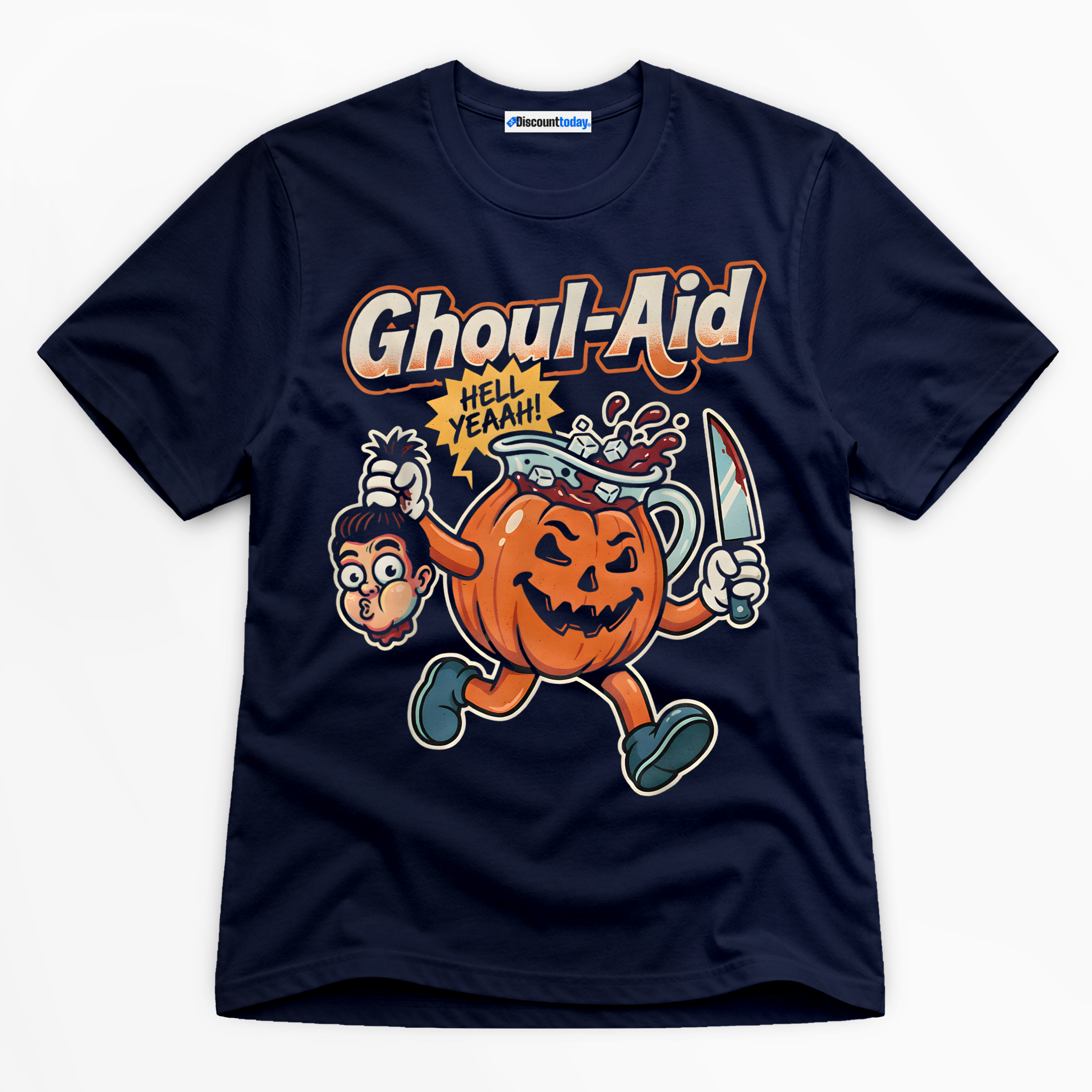 Ghoul-Aid Hell Yeah Premium Graphic Navy T-Shirt - Halloween catona-0947-v2