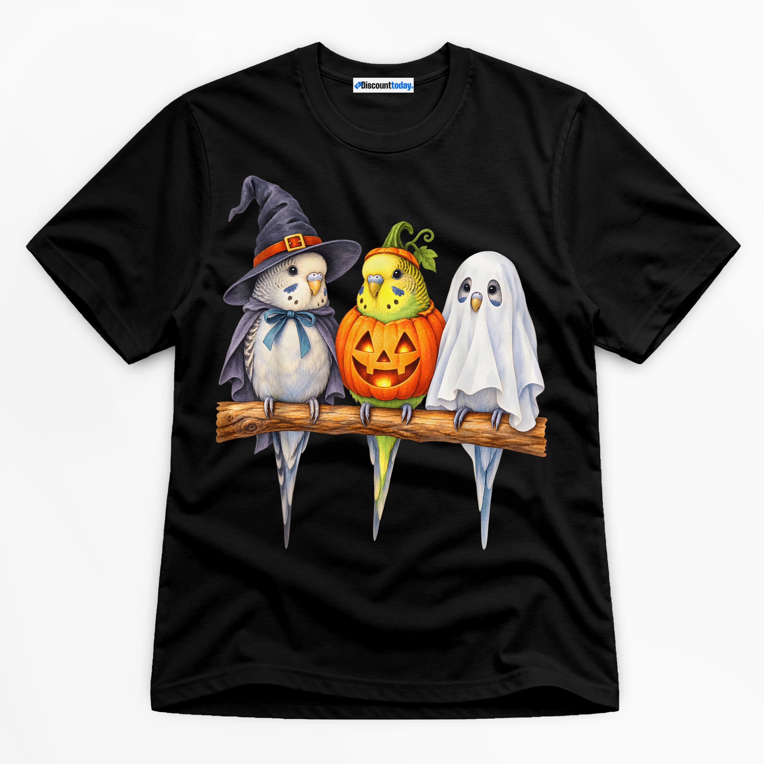Halloween Birds Trio Premium Graphic Black T-Shirt - Halloween catona-0959