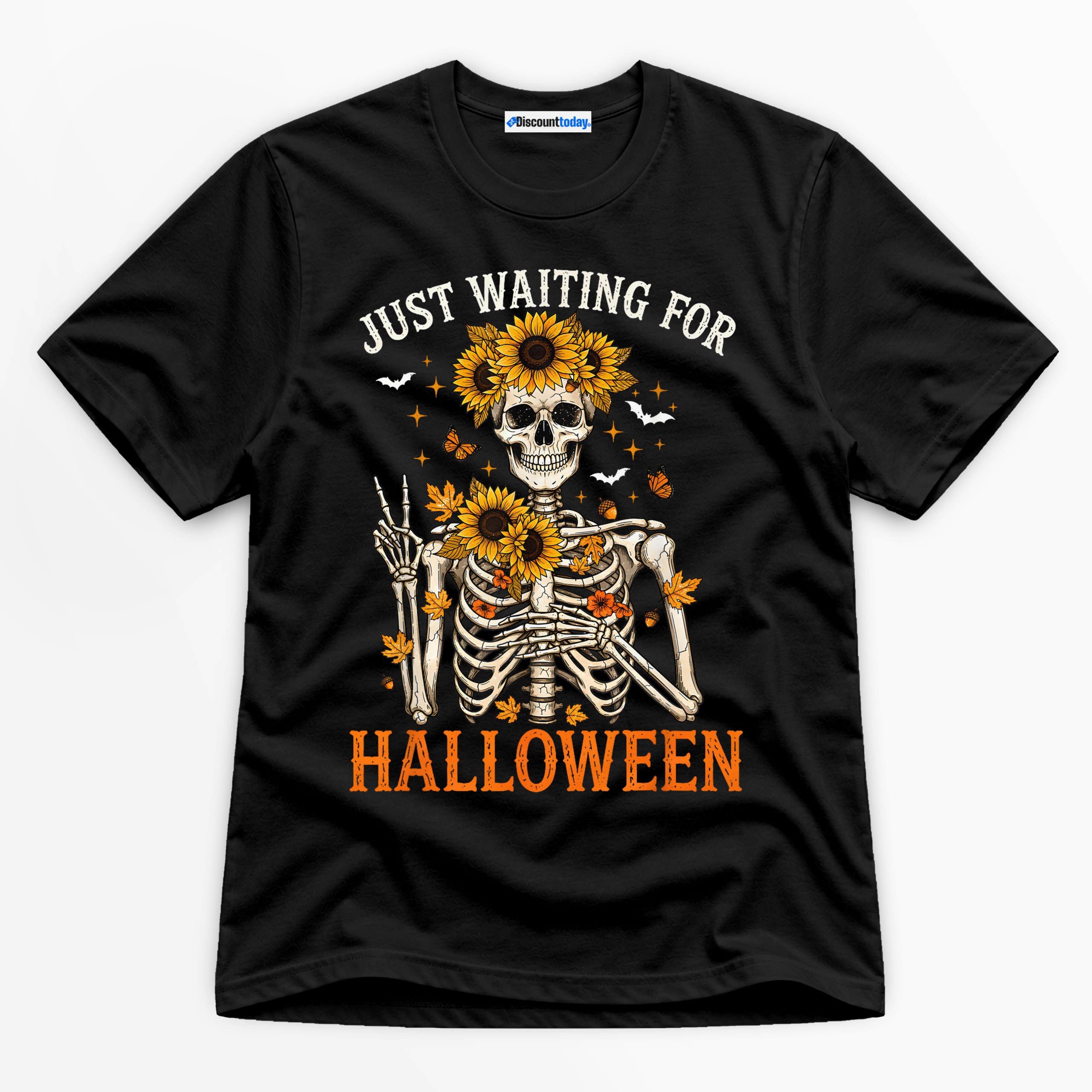 Just Waiting For Halloween Premium Graphic Black T-Shirt - Halloween catona-0965