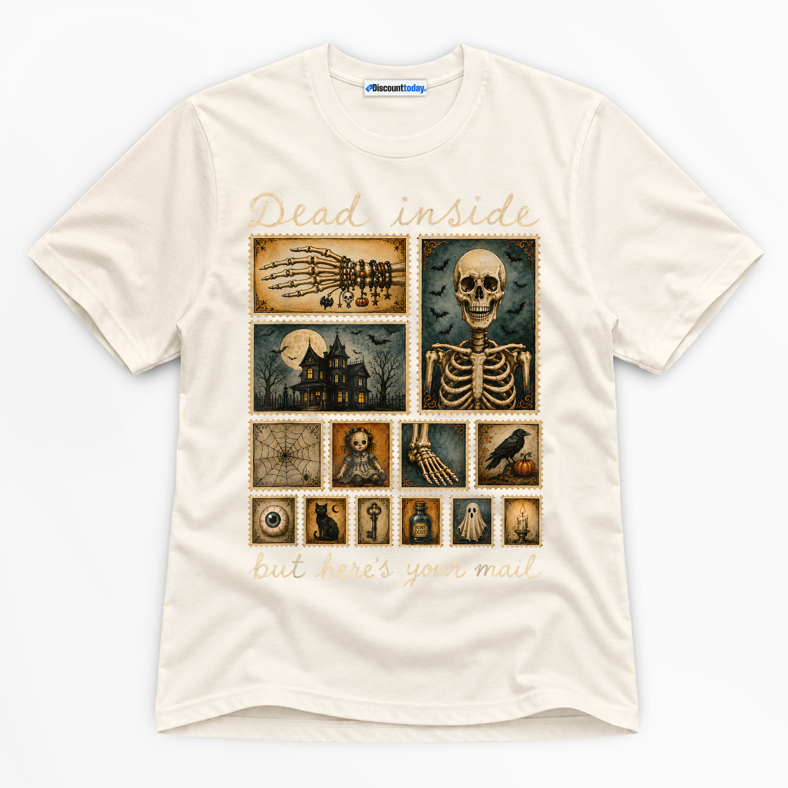 Dead Inside But Here's Your Mail Premium Graphic Natural T-Shirt - Halloween catona-0973-v2
