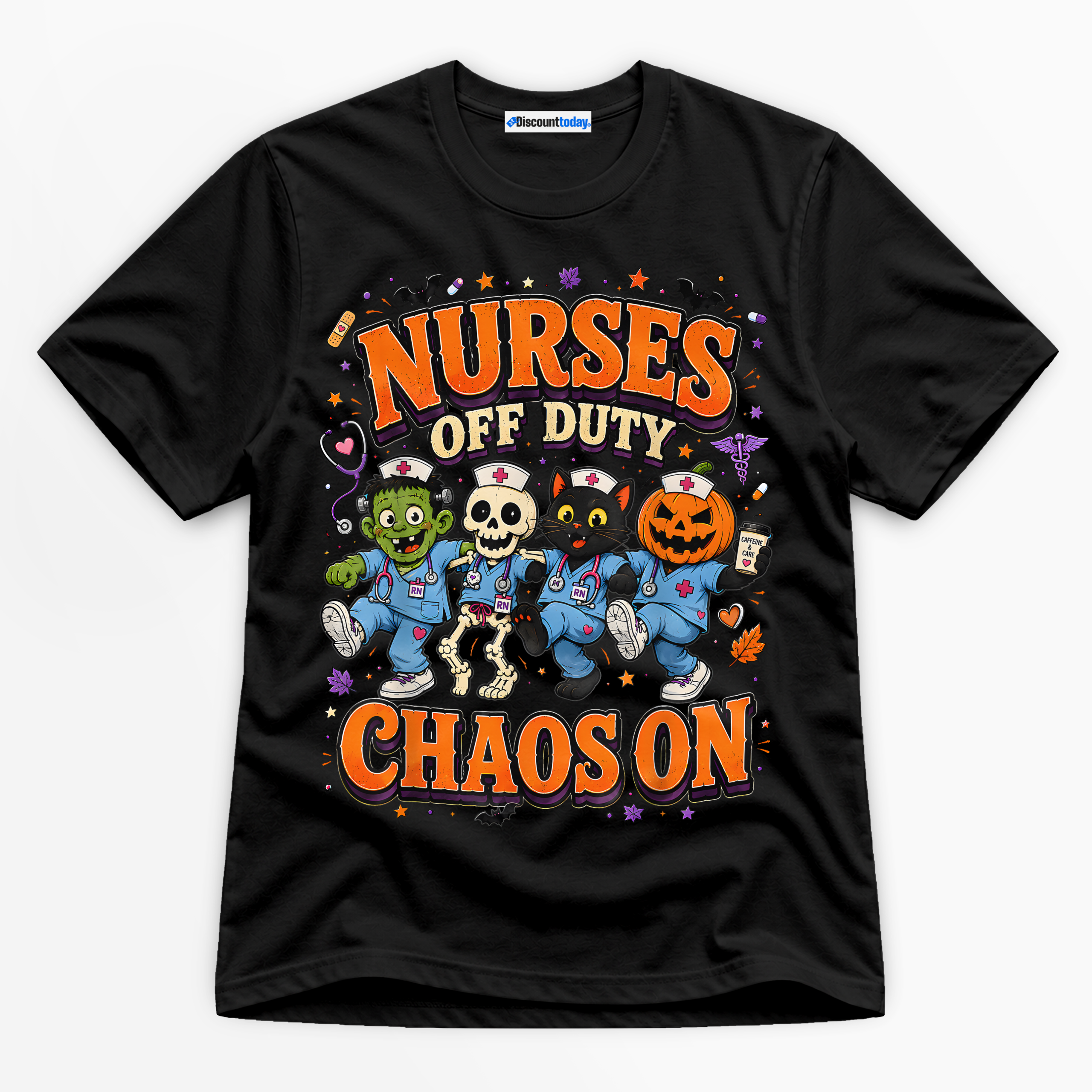 Nurses Off Duty Chaos On Premium Graphic Black T-Shirt - Halloween catona-0974