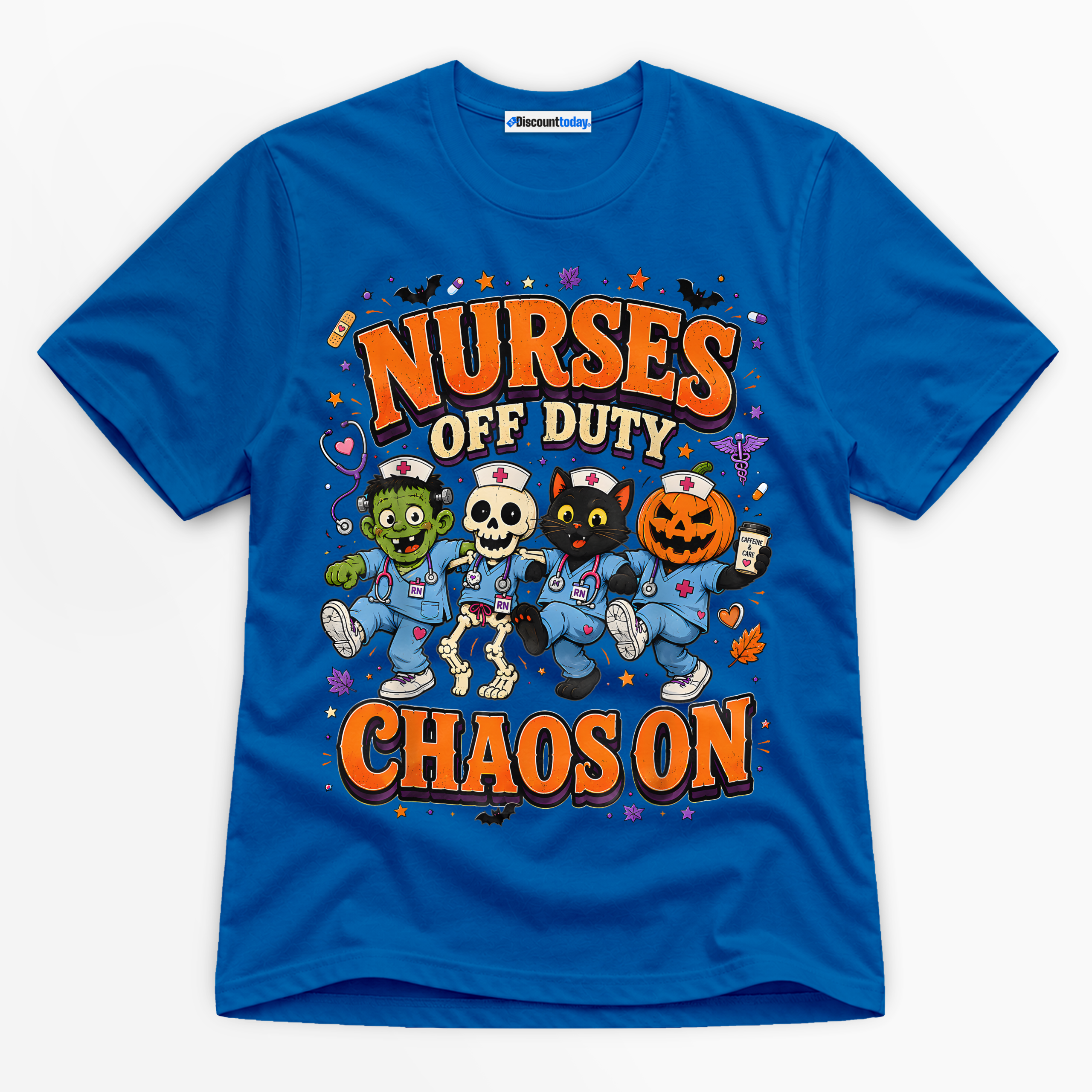 Nurses Off Duty Chaos On Premium Graphic Royal Blue T-Shirt - Halloween catona-0974-v10