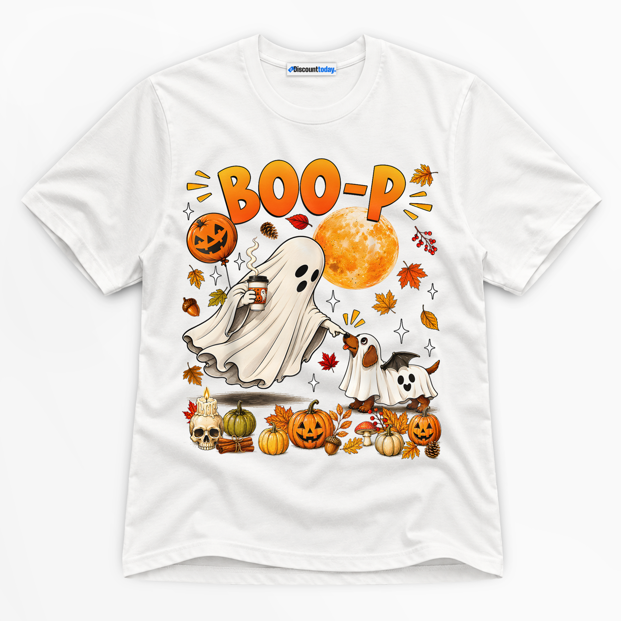 Boo-P Ghost And Dog Premium Graphic Ver 3 T-Shirt - Halloween catona-0994-v1