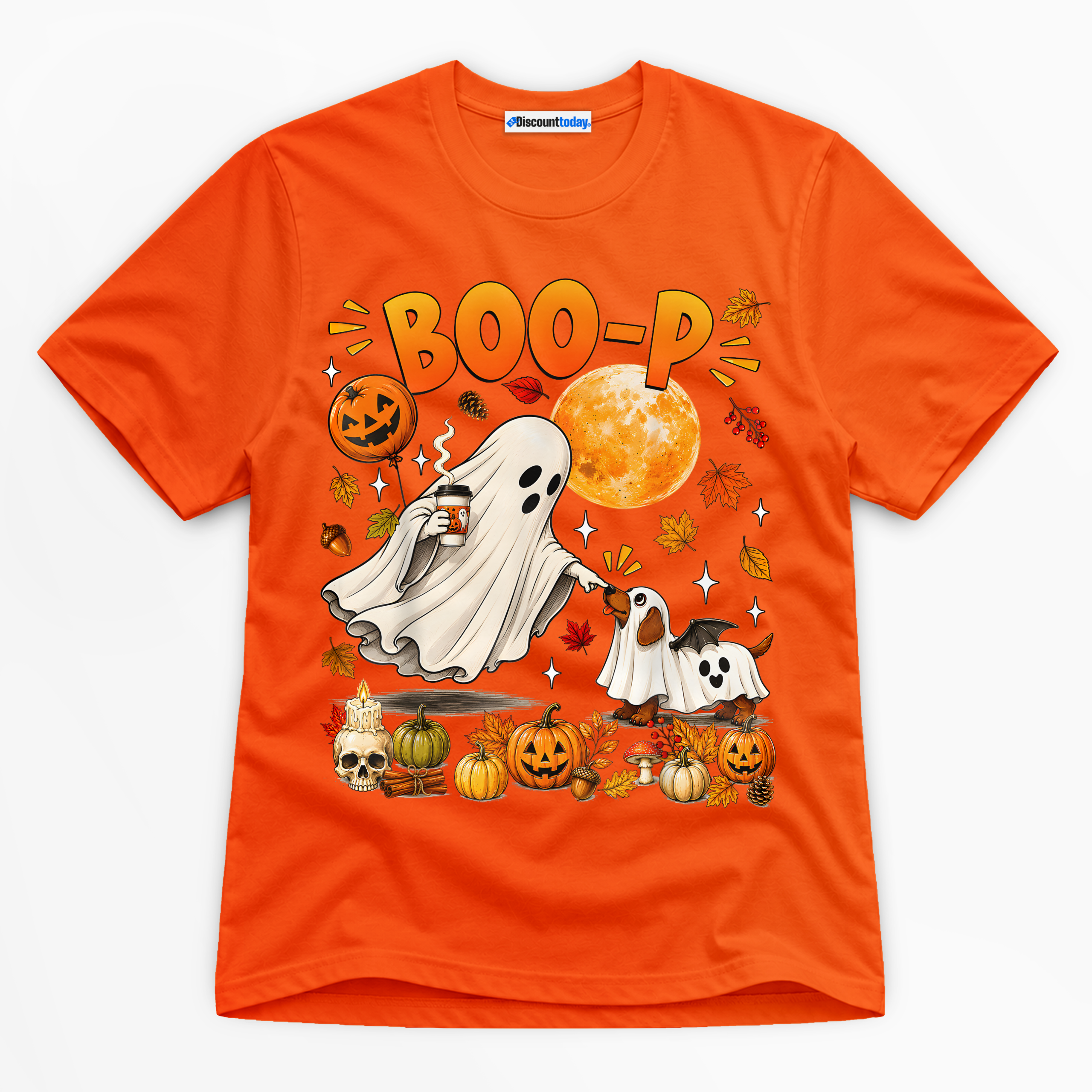 Boo-P Ghost And Dog Premium Graphic Ver 3 T-Shirt - Halloween catona-0994-v3