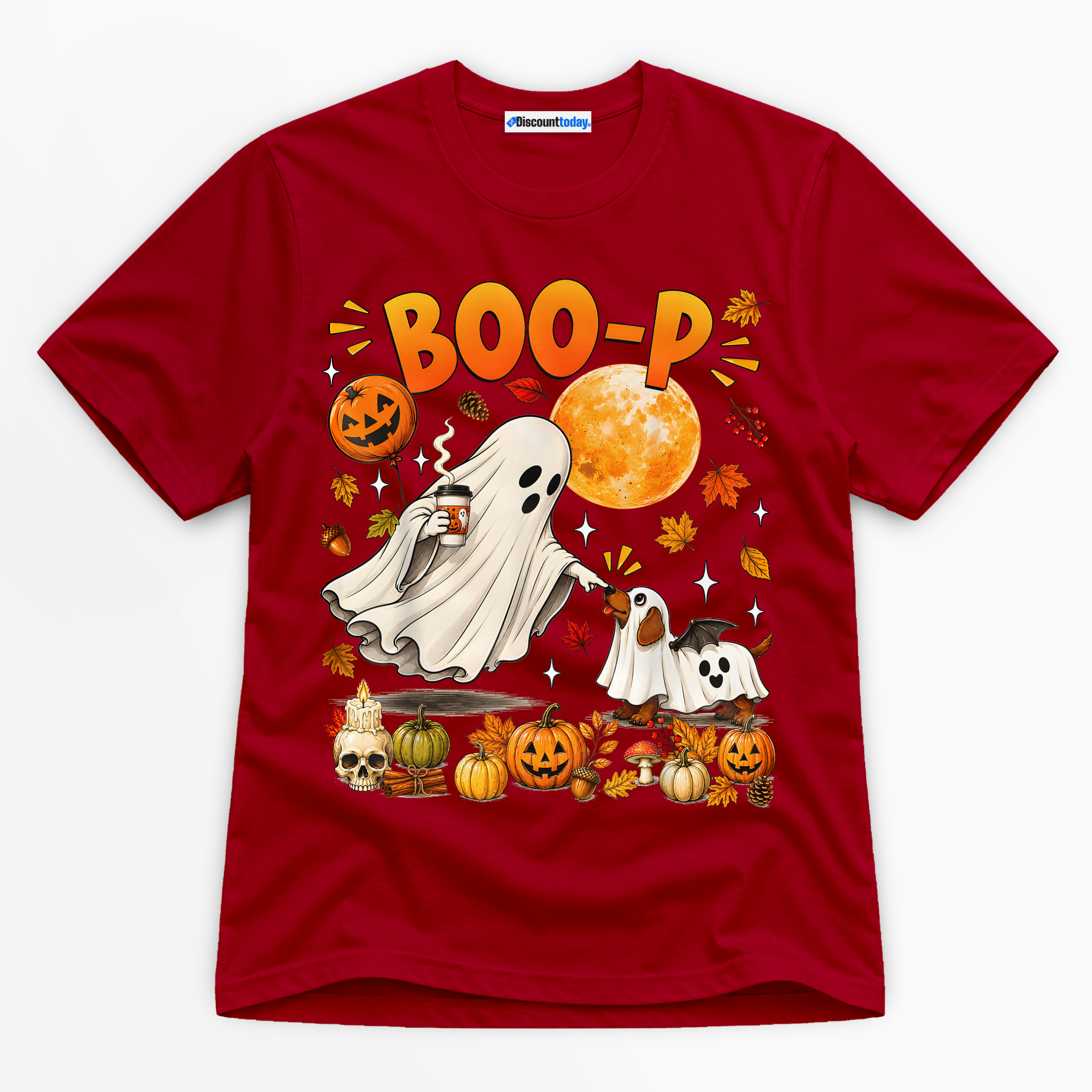 Boo-P Ghost And Dog Premium Graphic Ver 3 T-Shirt - Halloween catona-0994-v5