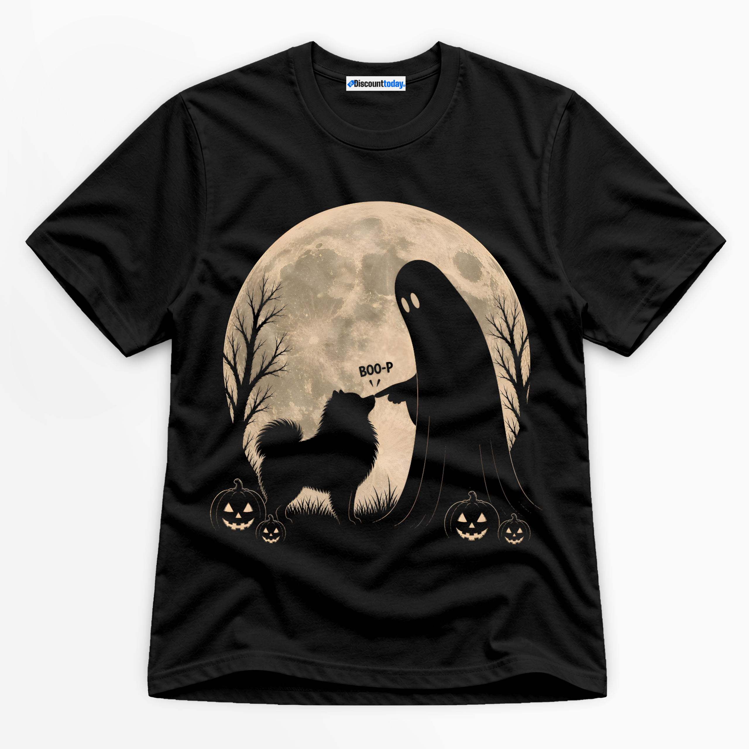 Boo-P Ghost And Dog Premium Graphic Ver 4 T-Shirt - Halloween catona-0995