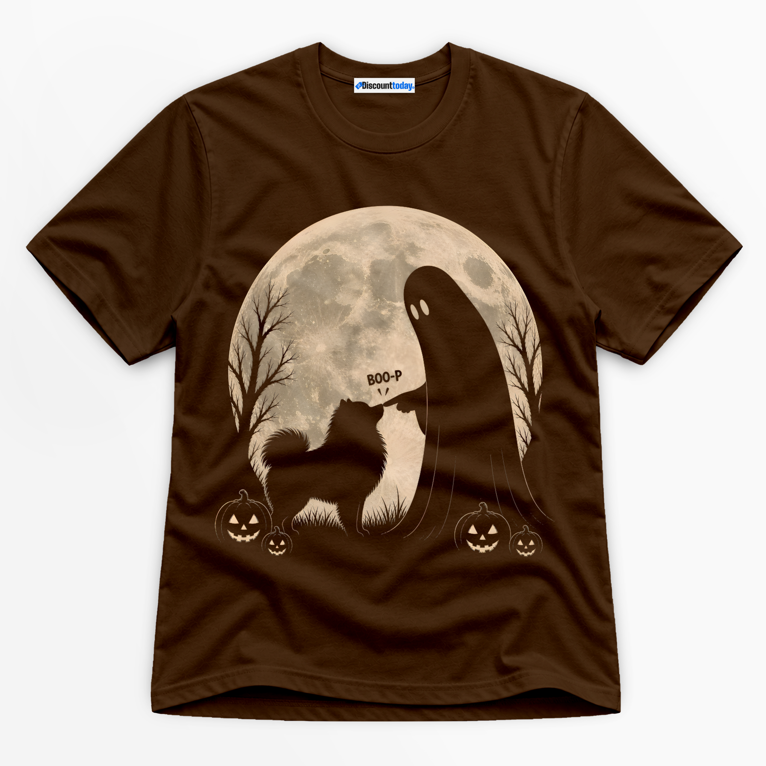 Boo-P Ghost And Dog Premium Graphic Ver 4 T-Shirt - Halloween catona-0995-v2