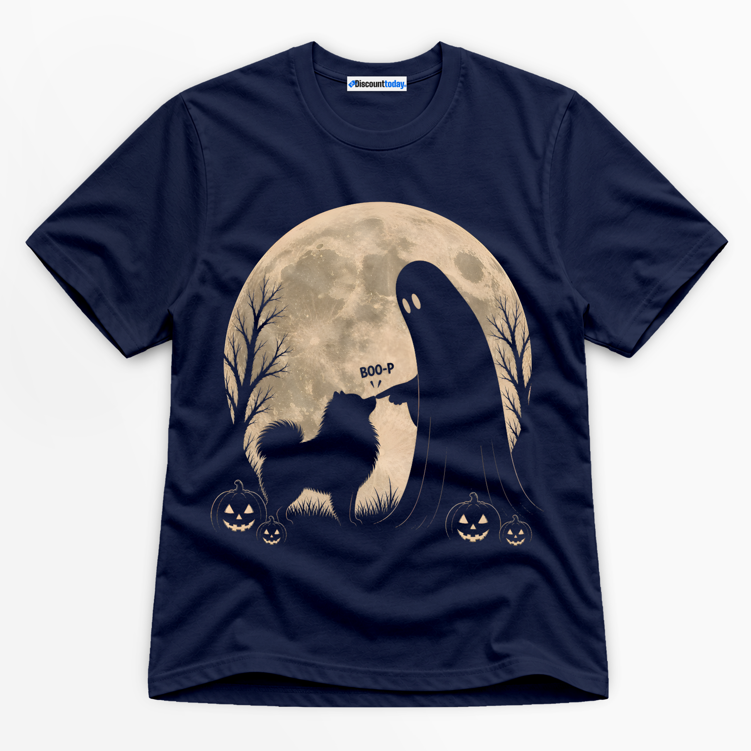 Boo-P Ghost And Dog Premium Graphic Ver 4 T-Shirt - Halloween catona-0995-v3