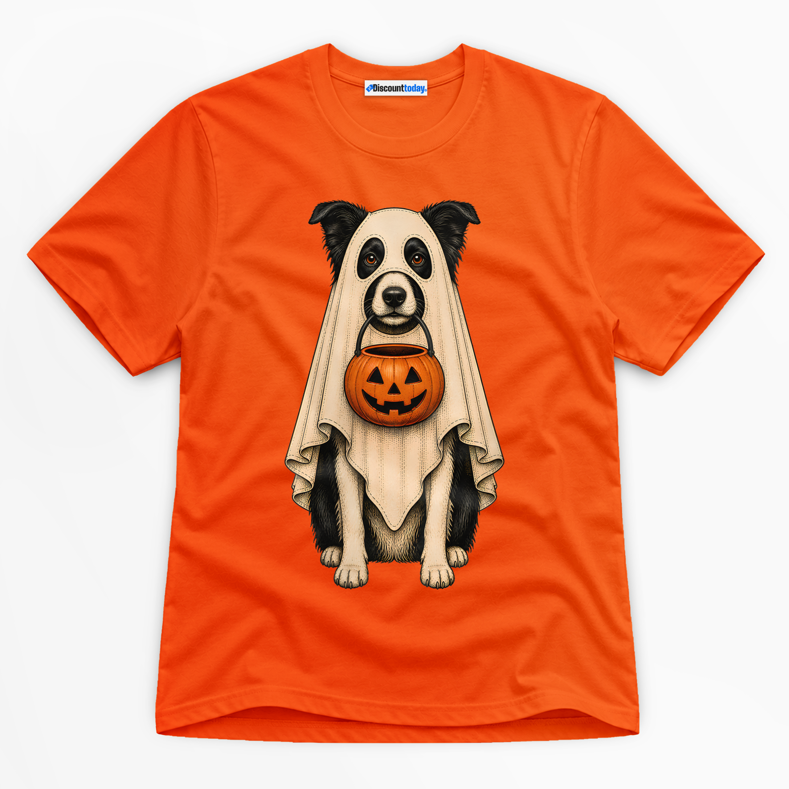 Trick Or Treat Ghost Dog Premium Graphic T-Shirt - Halloween catona-1008-v3