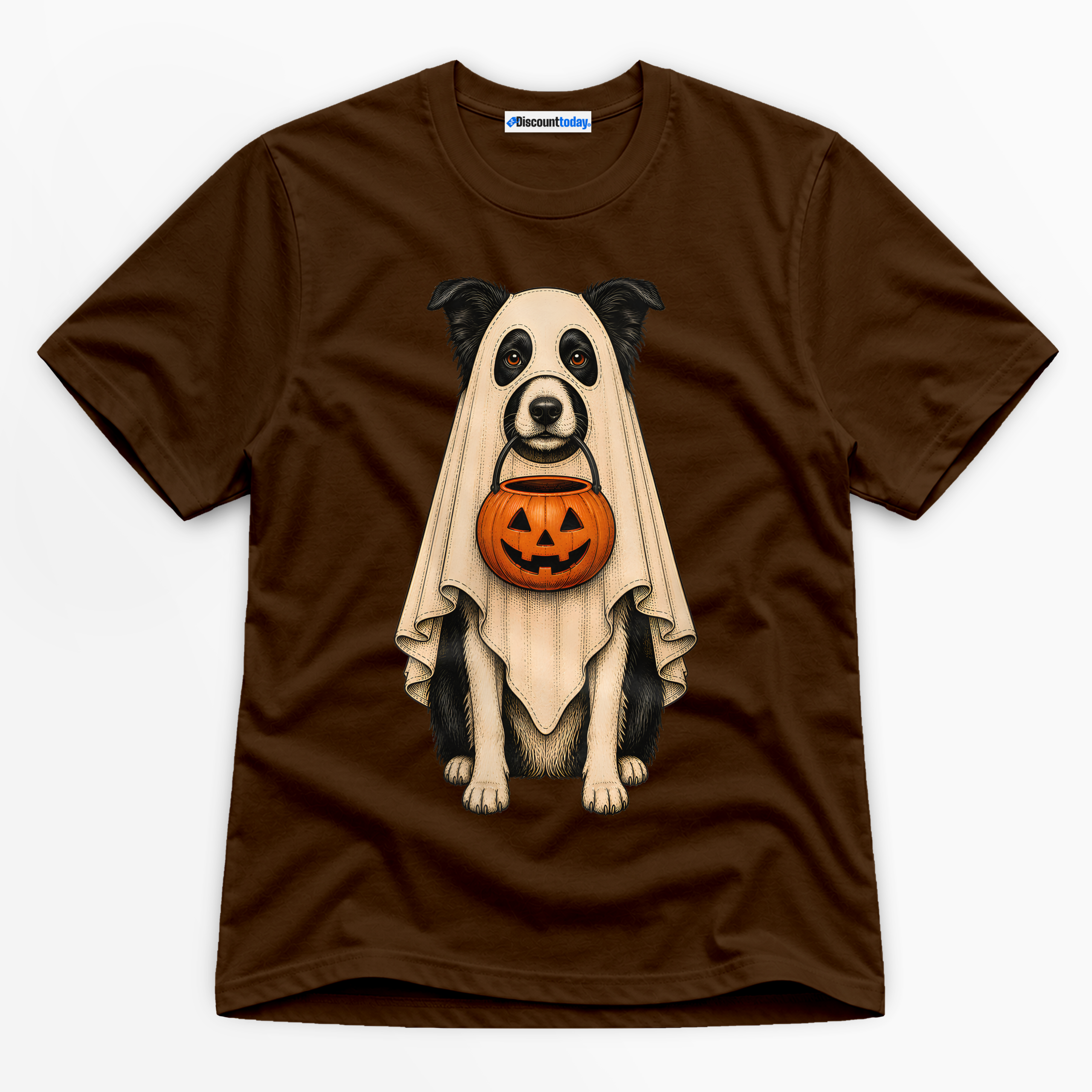 Trick Or Treat Ghost Dog Premium Graphic T-Shirt - Halloween catona-1008-v4